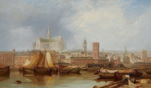 Veduta di Colonia con la cattedrale incompiuta da James Webb