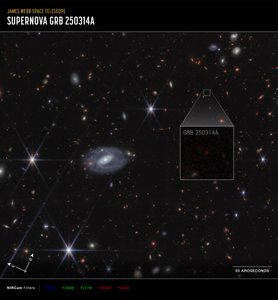 Ingrandimento di GRB 250314A (immagine della NIRCam di Compass)