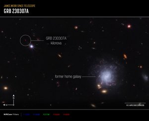 Kilonova e galassia ospite da James Webb Space Telescope (NASA)