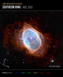Nebulosa Anello del Sud (Immagine bussola NIRCam) da James Webb Space Telescope (NASA)