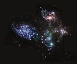 Quintetto di Stephan (Immagine MIRI) da James Webb Space Telescope (NASA)