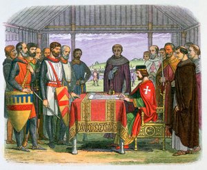 Illustrazione di Re Giovanni che firma la Magna Carta