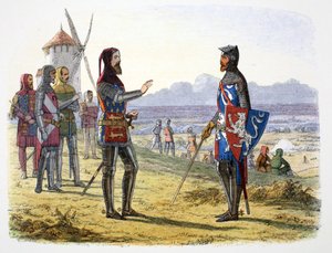 Re Edoardo III rifiuta soccorso a suo figlio nella battaglia di Crécy, Francia, 1346, 1864 da James William Edmund Doyle