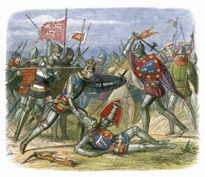 Re Enrico V attaccato dal duca di Alençon nella battaglia di Agincourt da James William Edmund Doyle
