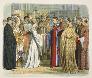 Matrimonio di Enrico V e Caterina di Francia, 2 giugno 1420, da A Chronicle of England BC 55 to AD 1485, pub. Londra, 1863 da James William Edmund Doyle
