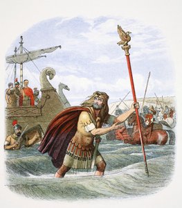 Il portabandiera romano della 10ª legione sbarca in Britannia, 55 a.C., 1864