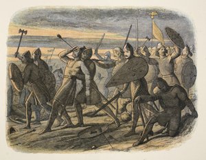 La morte di Harold II nella battaglia di Hastings, 1066, da Una cronaca dell