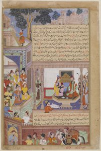 Kublai Khan e la sua imperatrice in trono, da un Jami al-Twarikh (o Chingiznama) (acquerello opaco, inchiostro e oro su carta)