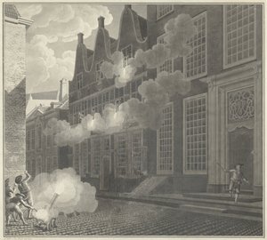Bombardamento della casa di Lucas van Steveninck, 1787 da Jan Arends (signed by artist)