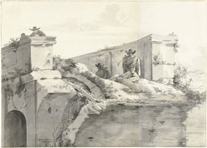 Veduta del bordo del Ponte Rotto a Roma da Jan Asselijn (copy after)