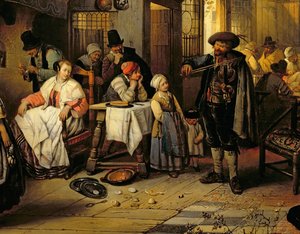 Interno di una taverna con un violinista cieco, 1844 (pannello) (dettaglio)