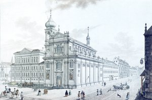 Chiesa degli Iberniani (Francescani Irlandesi) e via Hybernská, 1781 da Jan Balzer