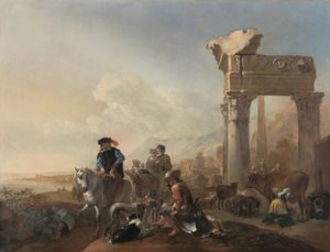 Jan Baptist Weenix / "Cacciatori presso le rovine", 1648 da Jan Baptist Weenix