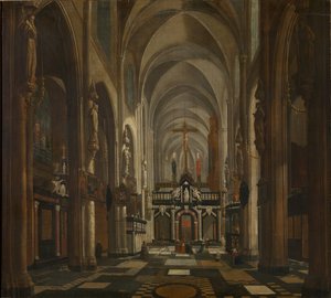 Interno della cattedrale di San Donaziano a Bruges, ca. 1696 da Jan Baptist van Meunincxhove
