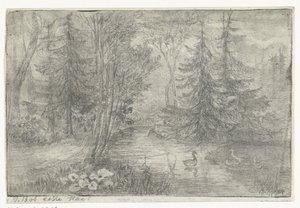 Stagno nel bosco con anatre da Jan Bos Wz. (signed by artist)