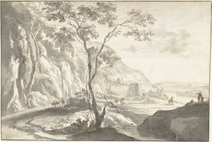 Paesaggio montuoso con figure da Jan Both (possibly)