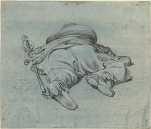 Un cavaliere sdraiato a terra