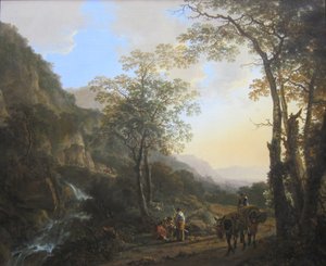 Olandese: Paesaggio montano meridionale con pastori che riposano Paesaggio all