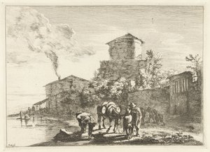 Uomini e un mulo sulla Via Appia (Paesaggi nei dintorni di Roma) da Jan Both