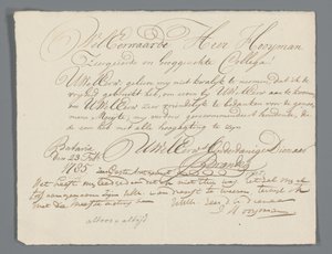 Lettera di Jan Brandes al pastore Hooyman da Jan Brandes