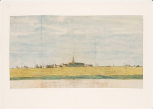 Il villaggio di Overdiem vicino ad Amsterdam visto dal lato della terra da Jan Brandes