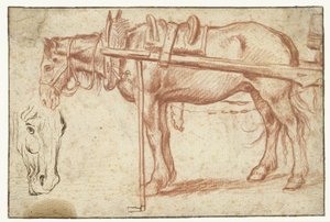 Cavallo davanti a un carro e una testa di cavallo da Jan Brueghel (I)