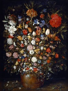 Fiori in un vaso di legno da Jan Brueghel the Elder