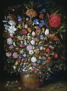 Fiori in un vaso di legno da Jan Brueghel the Elder