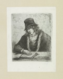 Uomo che legge con cappello da Jan Chalon