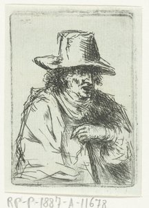 Uomo con cappello alto e bastone da Jan Chalon