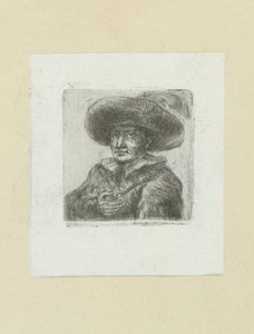 Uomo con cappello rotondo con piuma da Jan Chalon