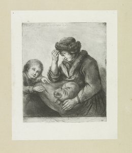 Madre con bambino e gatto (serie: The Compleat Work of Etchings by John Chalon) da Jan Chalon