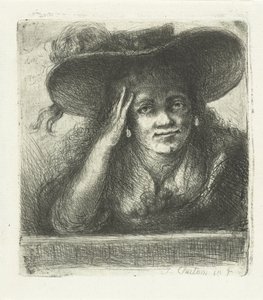 Donna con grande cappello rotondo