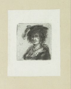 Donna con cappello piumato da Jan Chalon