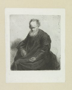 Vecchio seduto con mantello lungo da Jan Chalon