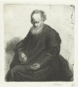 Vecchio seduto con mantello lungo