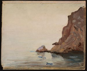 Veduta del mare con una roccia. Da un viaggio in Turkestan da Jan Ciągliński