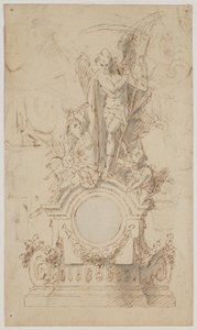 Progetto per un orologio decorativo con Saturno e angeli