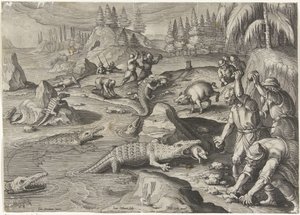 Cattura di coccodrilli (Scene di caccia) da Jan Collaert (II)