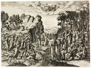 Mosè che colpisce la roccia da Jan Collaert I