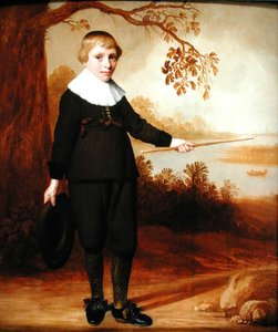 Ritratto di un bambino di sette anni in un paesaggio fluviale, 1640