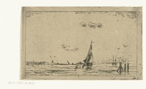 Veduta del fiume con barca a vela da Jan Daniël Cornelis Carel Willem baron de Constant Rebecque