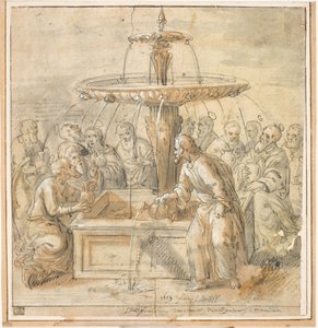 Santi con brocche intorno alla fontana da Jan Deys