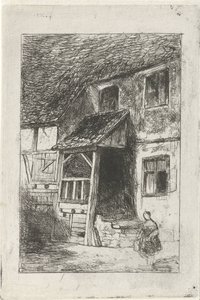 Facciata di una casa con ingresso coperto da Jan Diederikus Kruseman