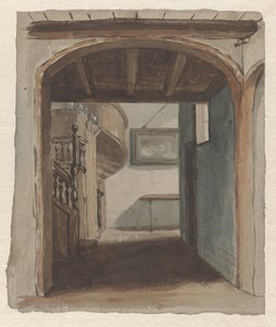 Interno con vista sulla scala da Jan Fabius Czn (attributed to)