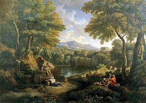 Paesaggio con figure a un pozzo