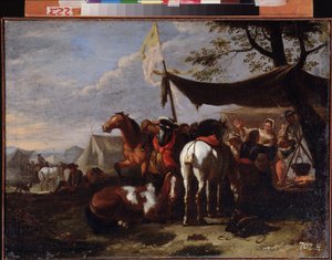 Gruppo di cavalieri al campo da Jan Frans van Bloemen
