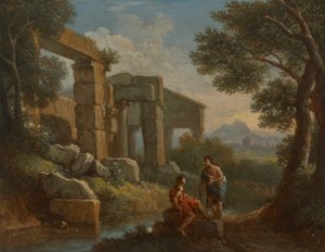 Paesaggio classico con due figure da Jan Frans van Bloemen
