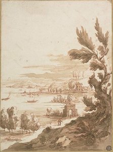 Vista dalla collina con vista sul porto da Jan Frans van Bloemen