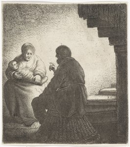 Famiglia seduta presso una scala a chiocciola da Jan Gillisz. van Vliet
